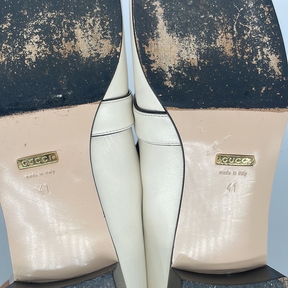 Gucci Mystic white leather Malaga Kid GG Marmont Loafers 41 - Picture 10 of 11